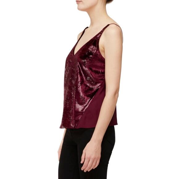 J Brand Y2K Glam Shimmer V-Neck Camisole S Red Indie Sleaze Vamp Retail $395 - Picture 2 of 9